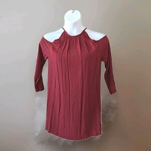 Charlotte Russe Dark Red Cold Shoulder Top/Dress Women's Size L Lined USA Made